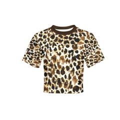 Leopard Print Cropped Short T Shirt