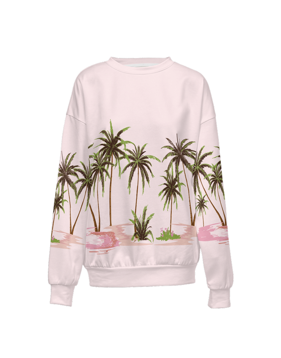 Tropical Graphic Pink Crewneck Sweatshirt