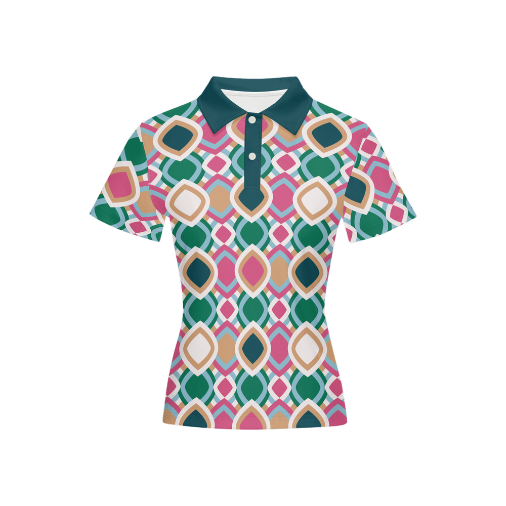 Mod Ska Style Geometric Slim Fit Polo Top