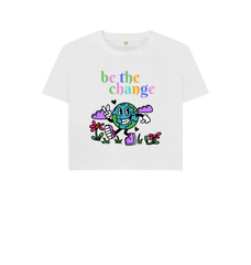 Organic Cotton Graphic T Shirt Be The Change White