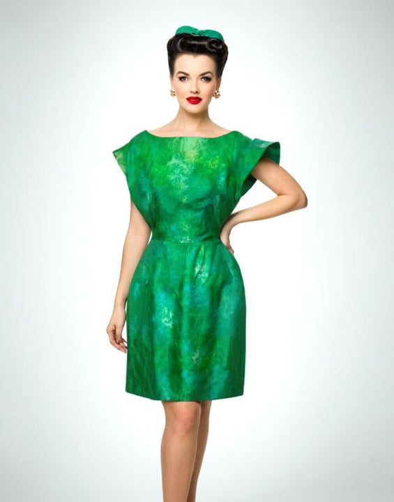 Robe Rockabilly Vintage Années 50 Couture Soie Verte