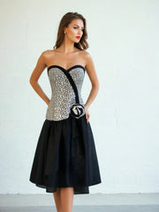 80s Vintage Party Dress Strapless