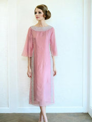 60s Vintage Pink Bridesmaid Dress Wedding Gown Formal