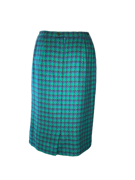 1950s Style Vintage Pencil Skirt Wool Houndstooth