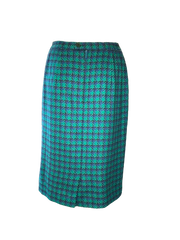 1950s Style Vintage Pencil Skirt Wool Houndstooth