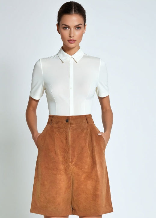 Vintage 70s Suede High Waist Culottes Brown