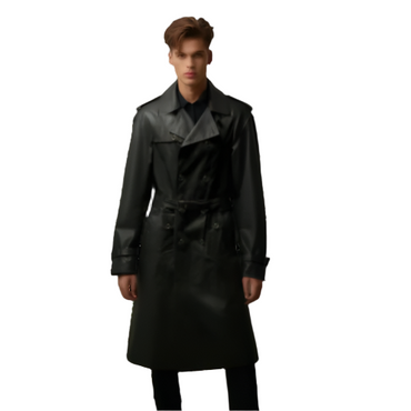 vintage Y2K Versace Cuir Look Trench Coat Noir