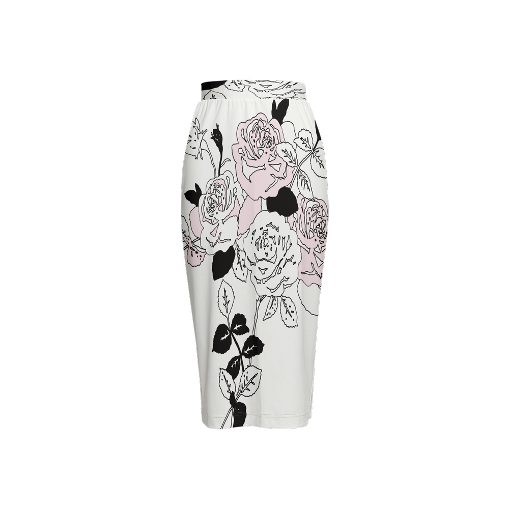 Rose Print Pencil Skirt Women