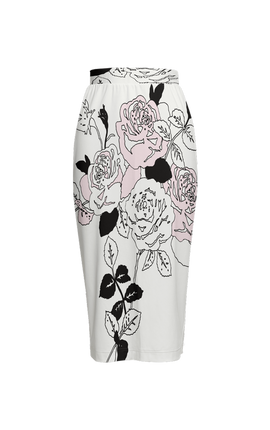 Rose Print Pencil Skirt Women