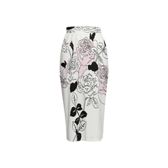 Rose Print Pencil Skirt Women