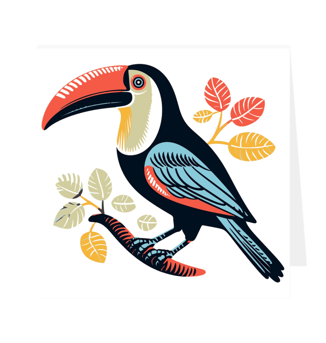 Toucan Bird Greetings Card White 12.5cm x 12.5cm