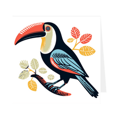 Toucan Bird Greetings Card White 12.5cm x 12.5cm