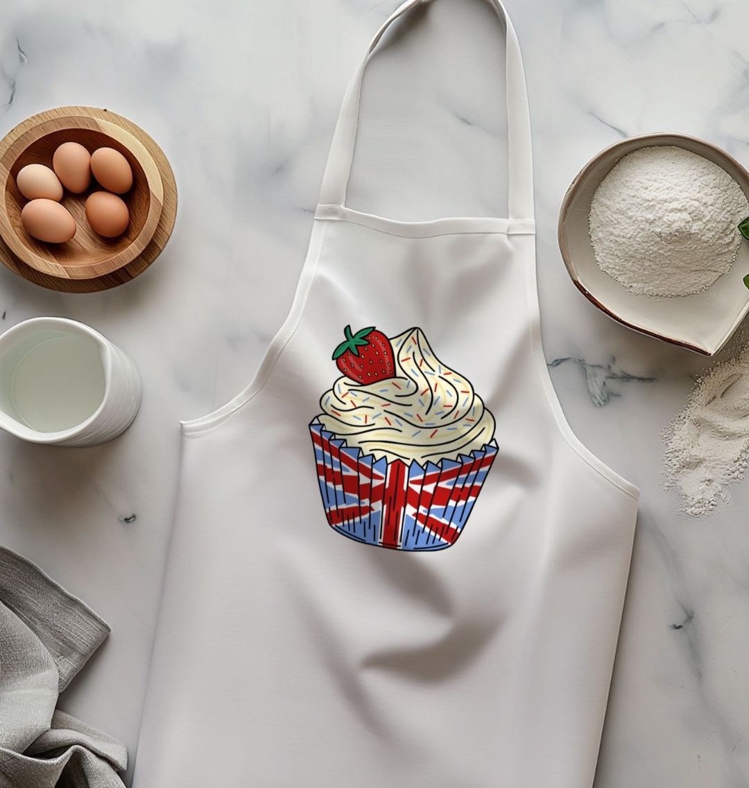 British Cup Cake Organic Cotton Kitchen Apron