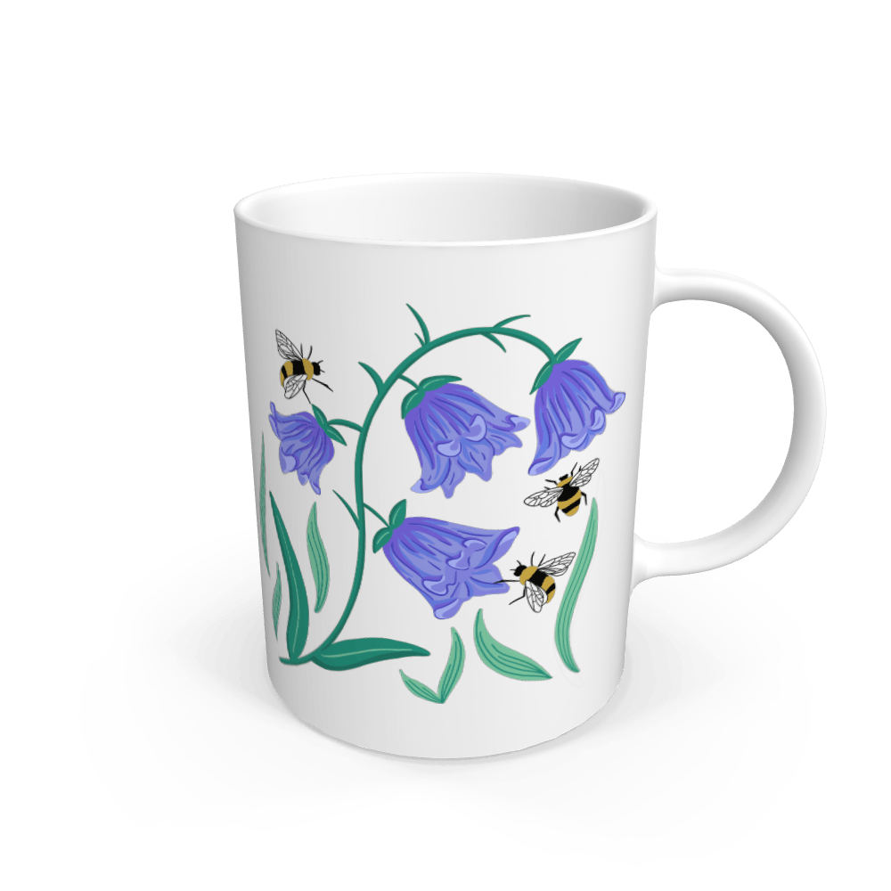 Floral Bluebells Natural Ceramic Mug White One Size