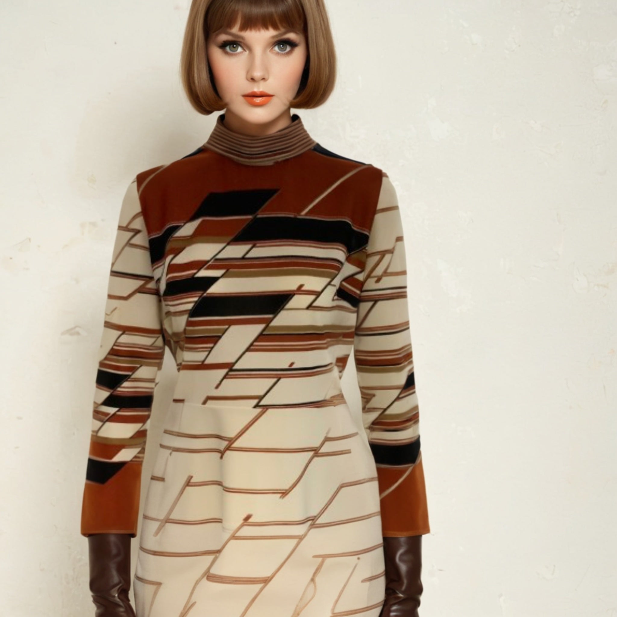 Scooter Mod 60s Turtleneck Dress Striped