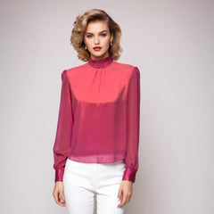 Vintage Pink Blouse High Neck