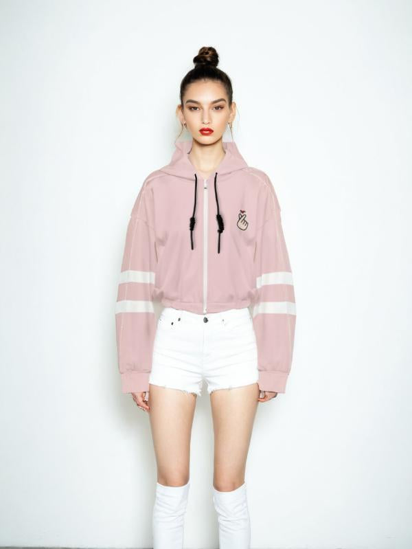 Pink Cropped Bomber Jacket