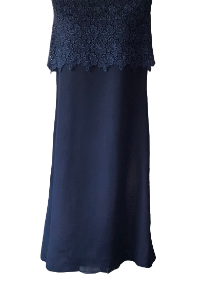 Vintage 50s Cocktail Dress Chiffon Navy Blue