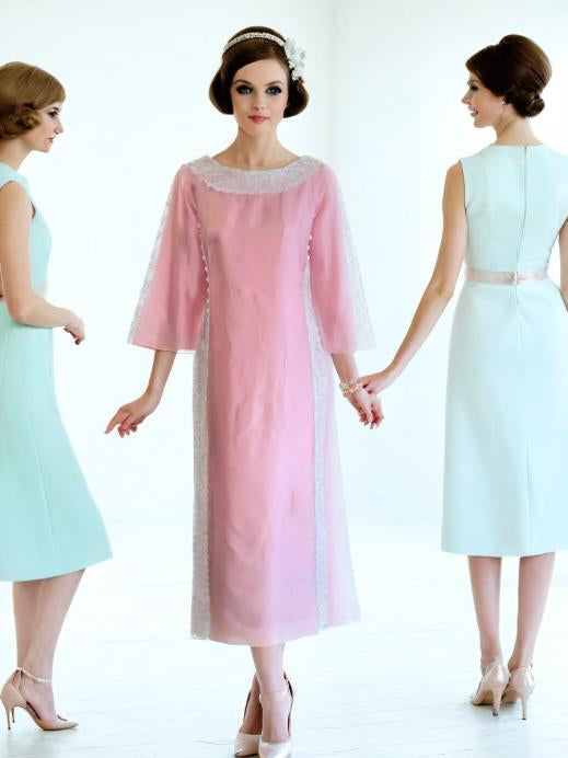 60s Vintage Pink Bridesmaid Dress Wedding Gown Formal