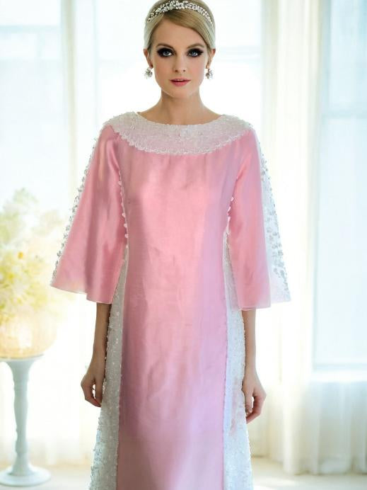 60s Vintage Pink Bridesmaid Dress Wedding Gown Formal