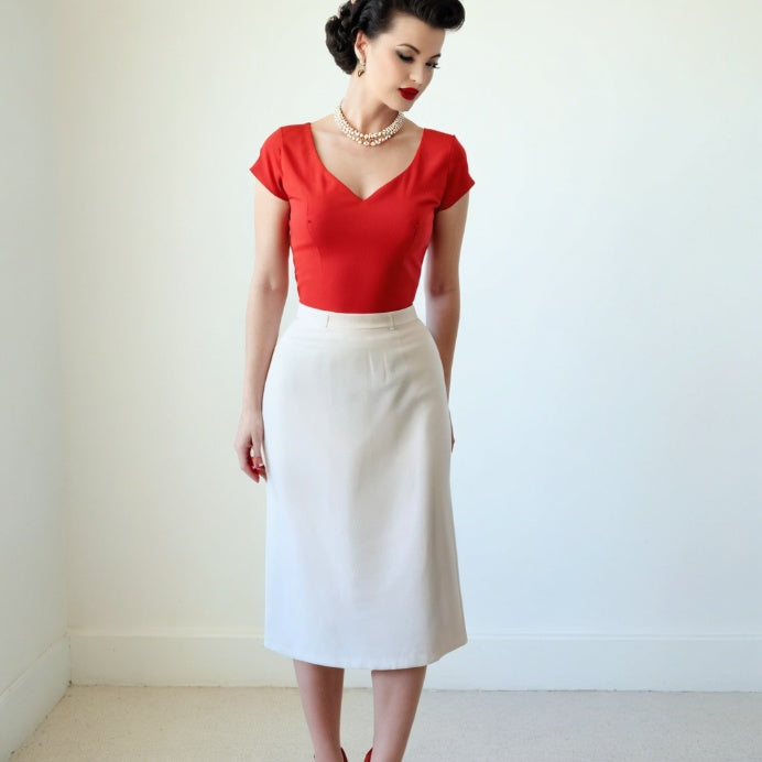 Pin Up 50s Vintage Rockabilly Straight Skirt White