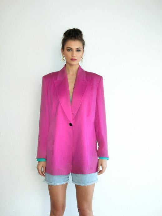 Vintage Oversized Blazer 80s Pink Jacket