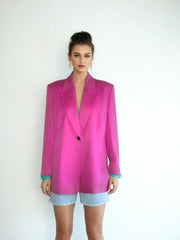 Vintage Oversized Blazer 80s Pink Jacket