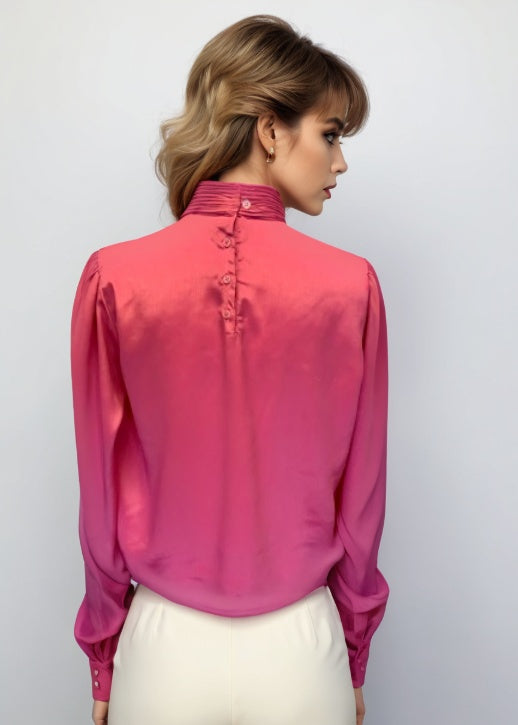 Vintage Pink Blouse High Neck