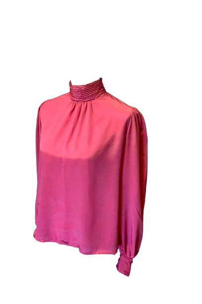 Vintage Pink Blouse High Neck