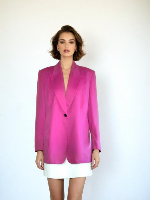 Vintage Oversized Blazer 80s Pink Jacket