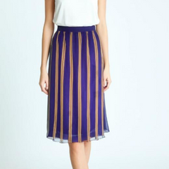 Vintage 80s Chiffon Skirt Purple Striped