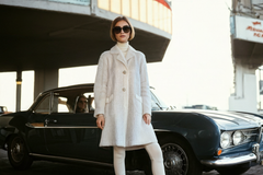 60s Mod Vintage Double Breasted Cream Wool Coat