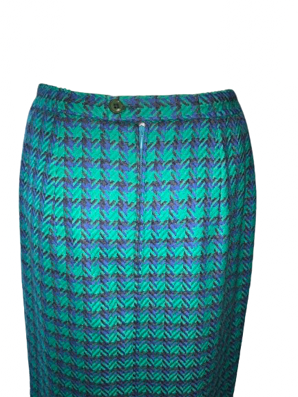 1950s Style Vintage Pencil Skirt Wool Houndstooth