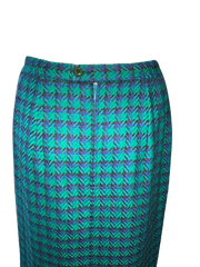 1950s Style Vintage Pencil Skirt Wool Houndstooth