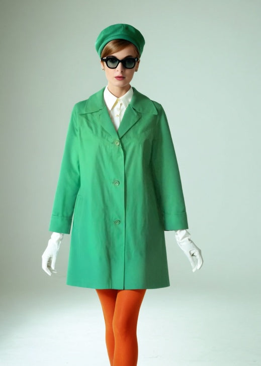 Vintage Mod Trench Coat Green Raincoat