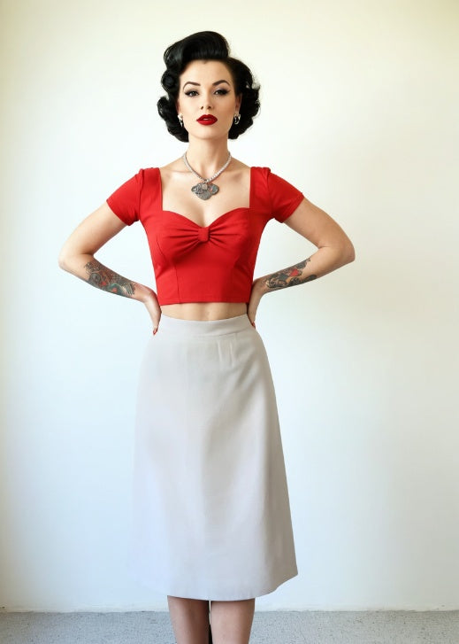 Pin Up 50s Vintage Rockabilly Straight Skirt White