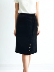 80s Vintage Black Velvet High Waist Skirt