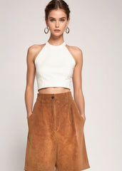 Vintage 70s Suede High Waist Culottes Brown