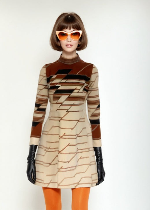 Scooter Mod 60s Turtleneck Dress Striped