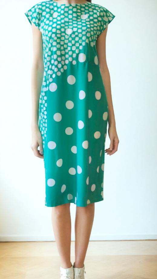 Vintage Green Polka Dot 80s Dress New Wave