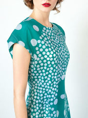 Vintage Green Polka Dot 80s Dress New Wave