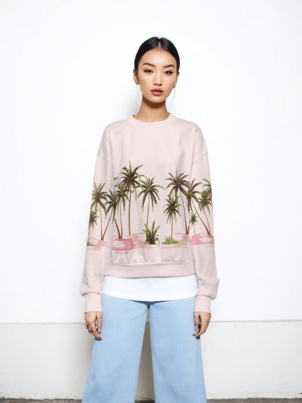 Tropical Graphic Pink Crewneck Sweatshirt