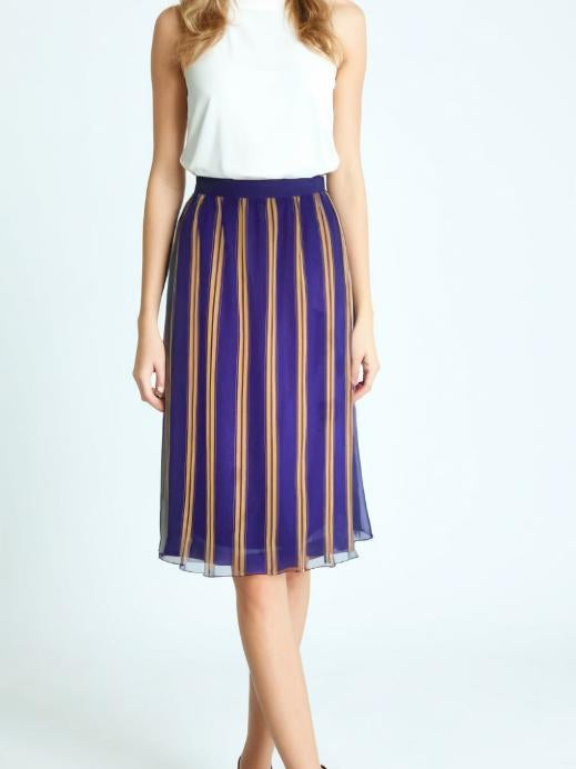 Vintage 80s Chiffon Skirt Purple Striped