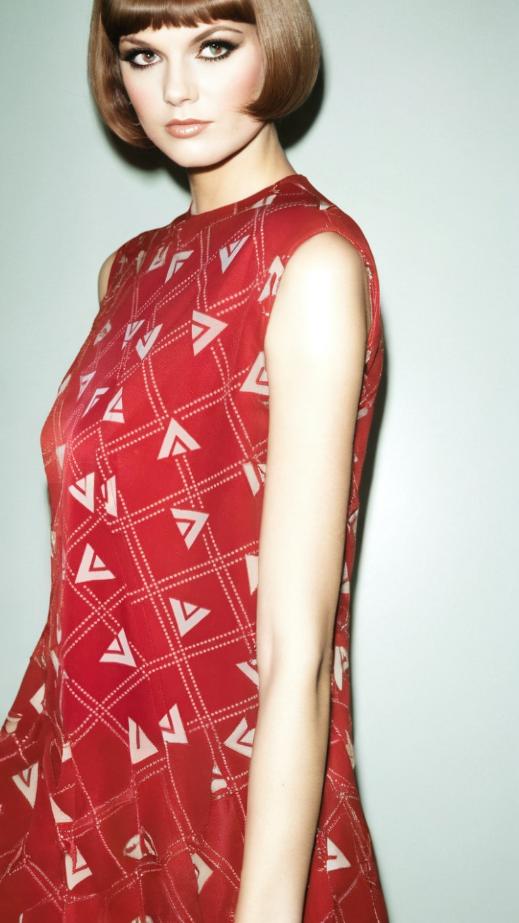 60s Vintage Red Geometric Dress Sleeveless