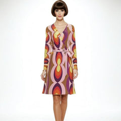 60s Retro Women's Wrap Dress-Heavy Knit