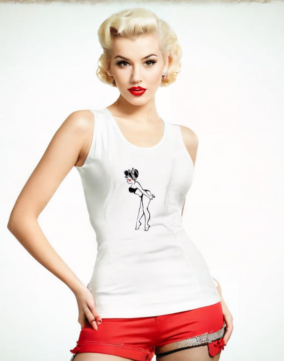 Rockabilly Vest Top Organic Cotton White