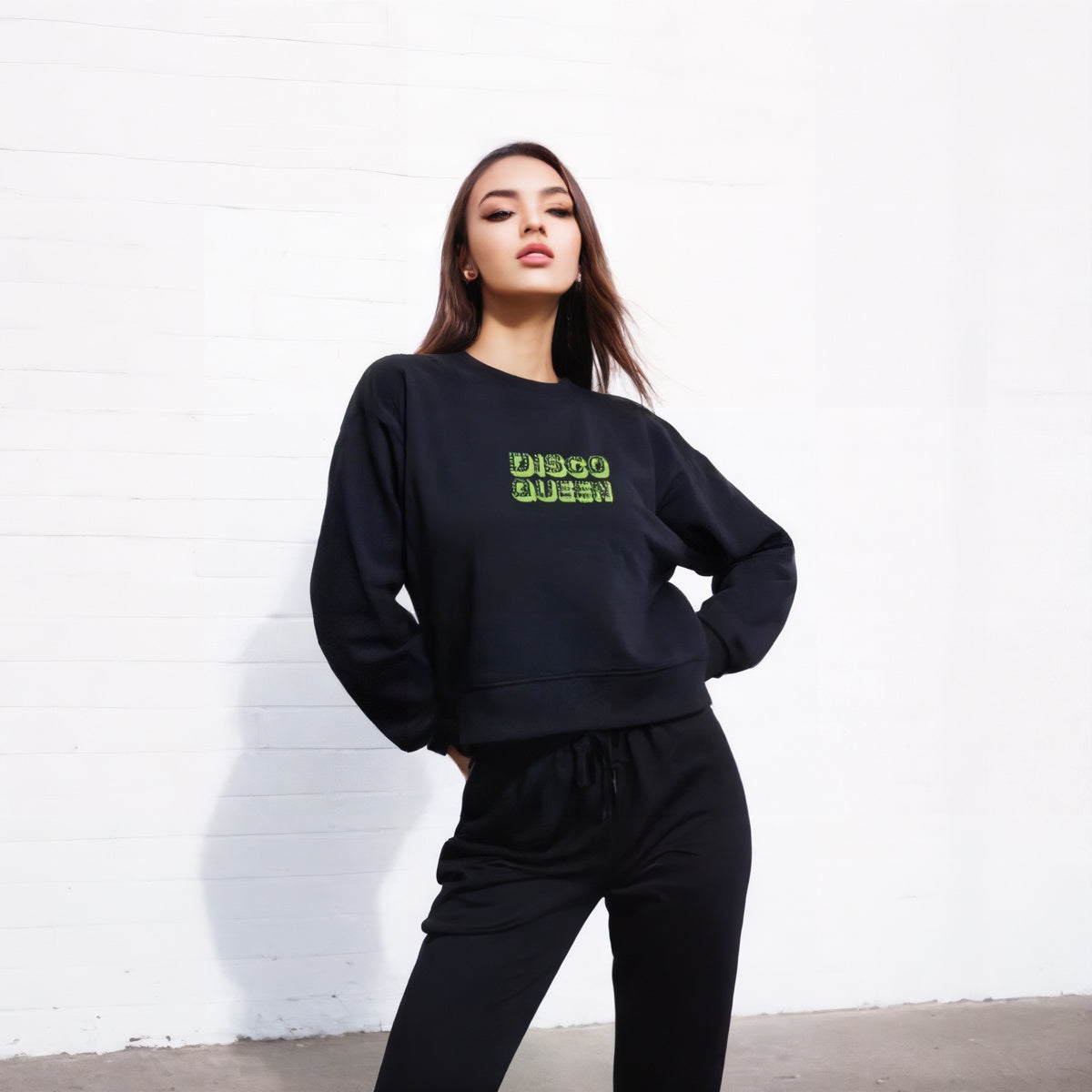 Disco Queen Graphic Cropped Organic Sweatshirt