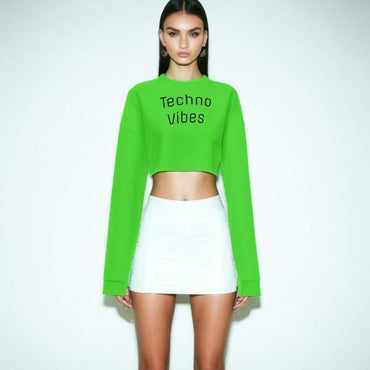 90s Style Techno Vibes Cropped Sweatshirt