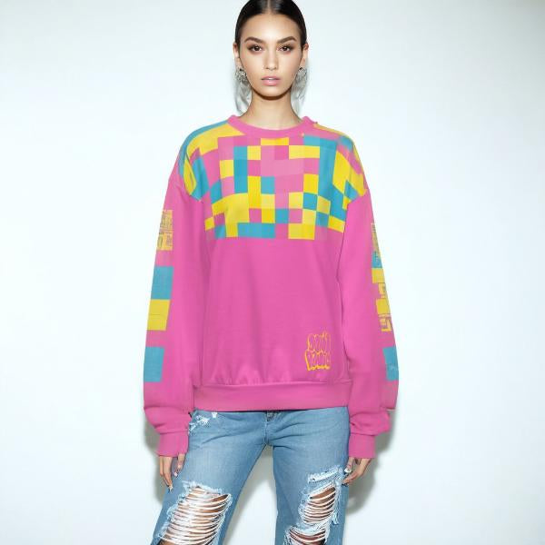 Retro Crewneck Pink Graphic Sweatshirt