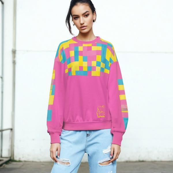 Retro Crewneck Pink Graphic Sweatshirt